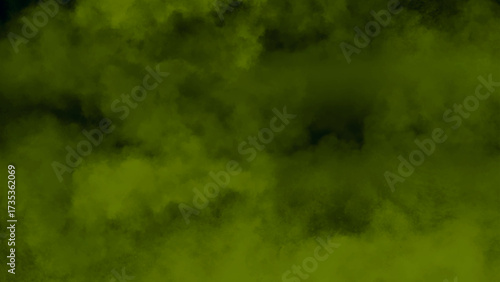 Dark background with vibrant green smoke effect. Mysterious green fog texture on black.