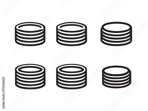 Creative Coins Set Outline Vector Illustration In Modern Style