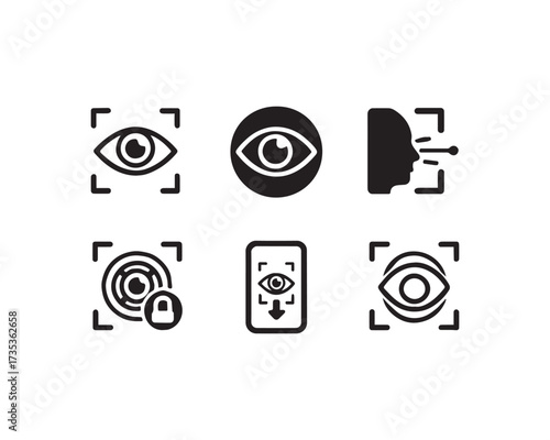 Iris Scan icon vector design illustration set