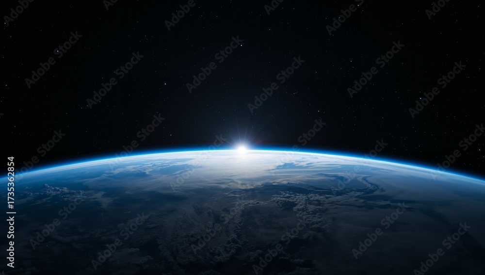 Fototapeta premium Cosmic Dawn Over a Blue Planet