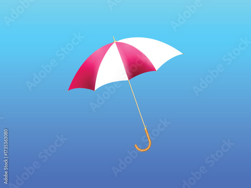Realistic 3d umbrella vector illustration isolated on white background, useful for rain protection, fashion or seasonal design projects