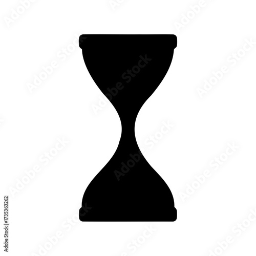 Stylized hourglass in black, representing time, deadline, and the passage of moments