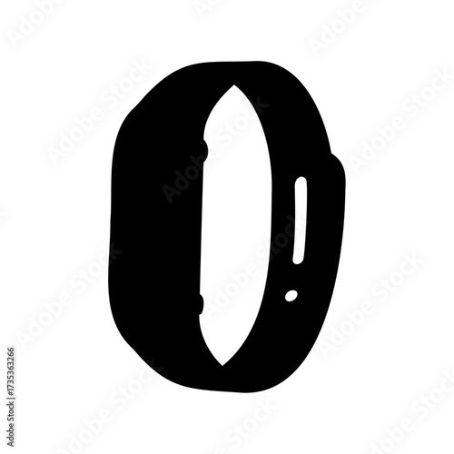 Stylized monochrome digital illustration of a wearable fitness tracker device