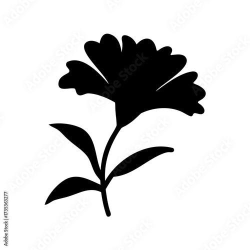 Elegant floral silhouette, a striking and simple blossom illustration for design elements