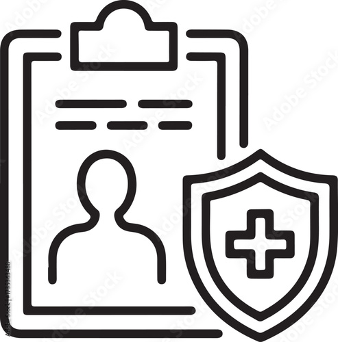 Medical insurance protection concept with clipboard and shield icon