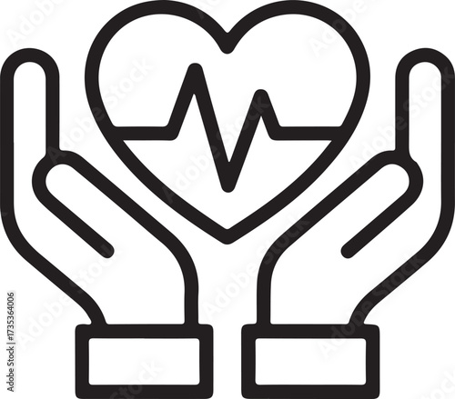 Hands gently holding a heart with a cardiogram line inside