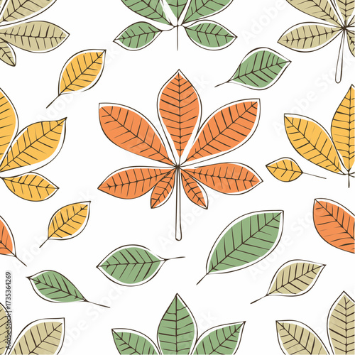 Brown chestnut leaf raster illustration
2