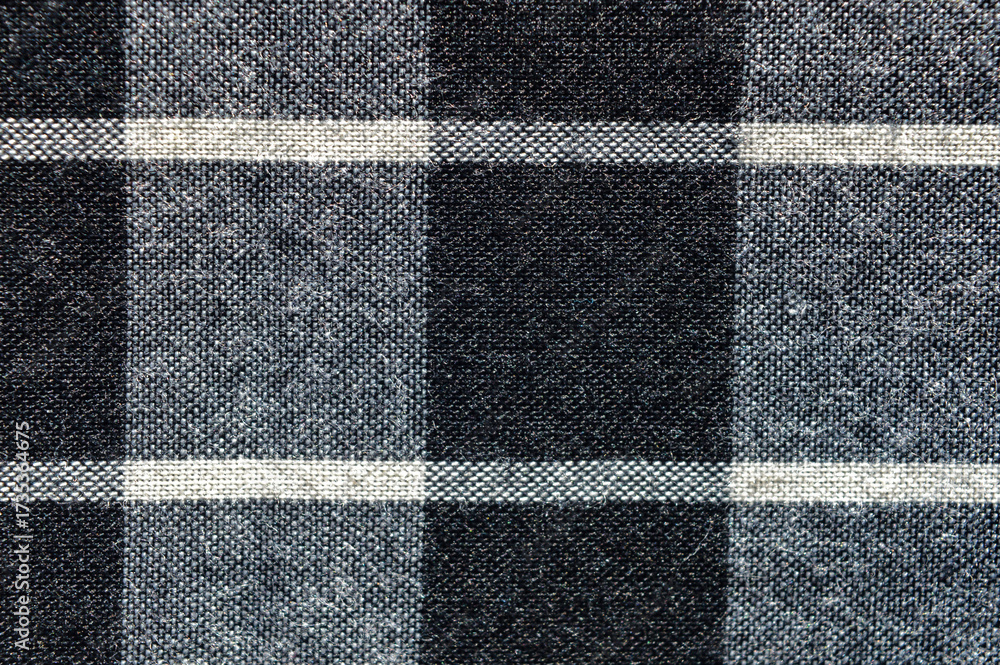 Fototapeta premium Black White Grey Plaid Fabric Texture, Background Texture, Abstract Plaid Pattern.