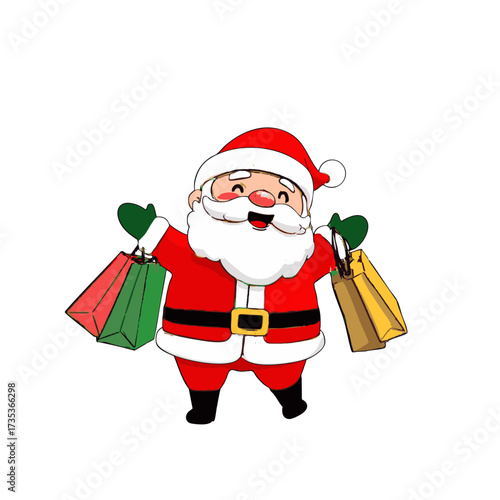 冬の年末のクリスマスセールや歳末大売り出しやクリスマスフェアを喜ぶサンタ。Blenderで作ったイメージ3Dイラストです。3D render Blender render.
