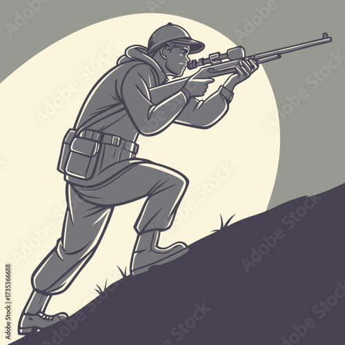Elite Sniper in Moonlit Ambush