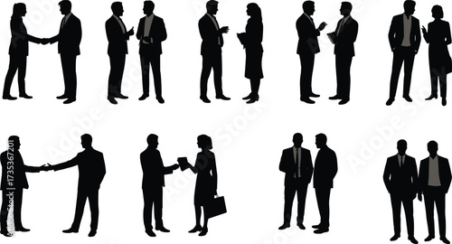 Business interaction, professional communication, corporate teamwork, handshake silhouettes, office discussion, business meeting, negotiation concept, 