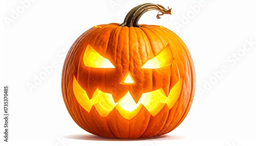 Spooky Jack-o'-lantern with a glowing, carved face, perfect for Halloween decorations and celebrations