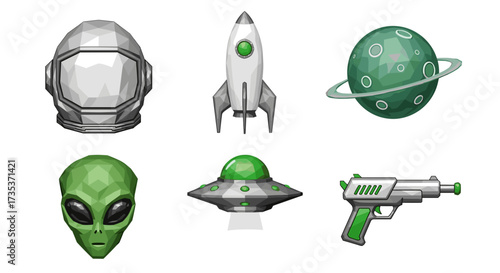 Vector art of space exploration icons