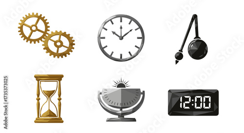 Vector art of collection of timekeeping devices