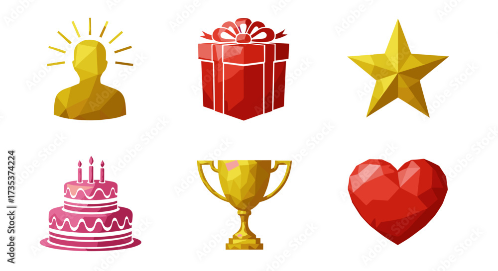 Fototapeta premium Vector art of collection of celebration and award icons
