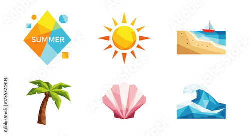 Vector art of summer vacation and beach icons