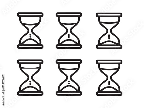 Modern Hourglass End Six Icons Professional Vector Illustration Design