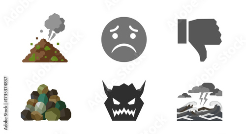 Vector art of set of negative icons