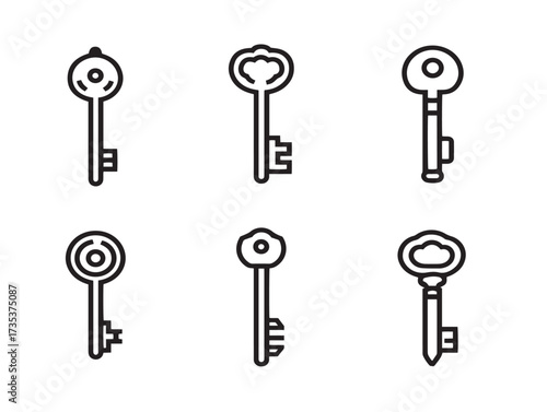 Creative Key Six Icons Outline Clean Minimalist Design