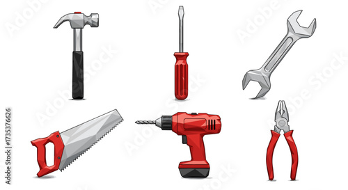 Vector art of collection of various tools