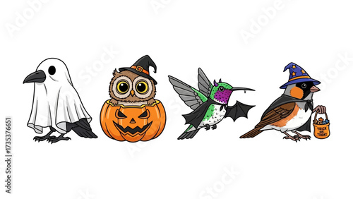 Halloween Animal Characters: A whimsical collection of Halloween characters, each a unique and charming animal, ready to delight and amuse. They wear hats or costumes, showcasing festive style.
