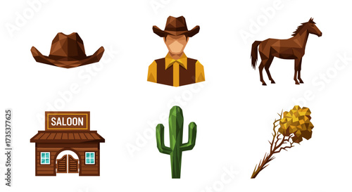 Vector art of collection of wild west elements