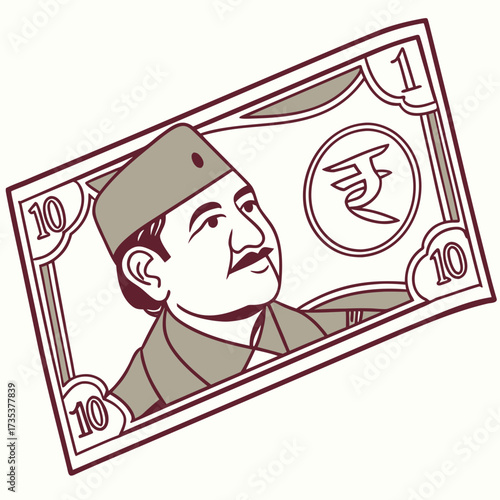 A Detailed Illustration of a Bhutanese Ngultrum Banknote with Intricate Designs