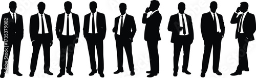 Businessmen in suits, corporate silhouettes, professional men standing, office attire, career concept, leadership, teamwork, communication, executive style, formal fashion, business poses, success