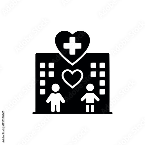 Single Hospital Icon - Minimal Healthcare Building Vector Design