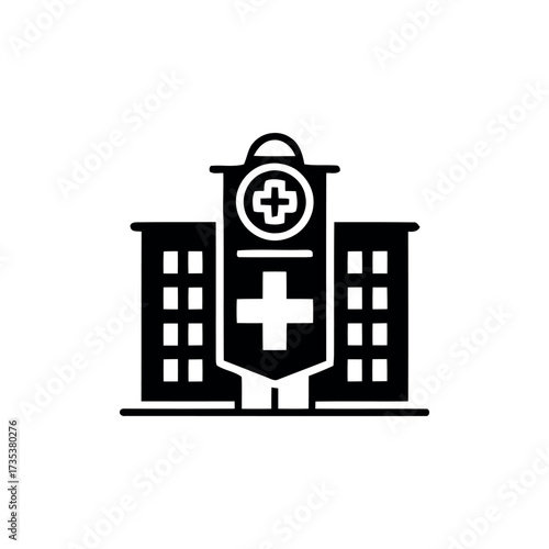 Single Hospital Icon - Minimal Healthcare Building Vector Design