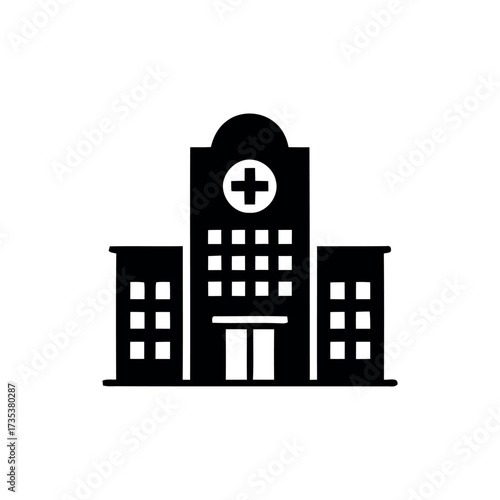 Single Hospital Icon - Minimal Healthcare Building Vector Design