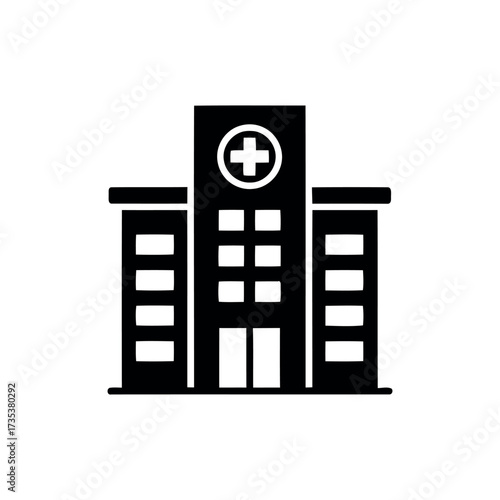 Single Hospital Icon - Minimal Healthcare Building Vector Design