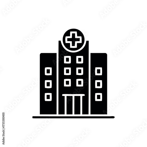Single Hospital Icon - Minimal Healthcare Building Vector Design