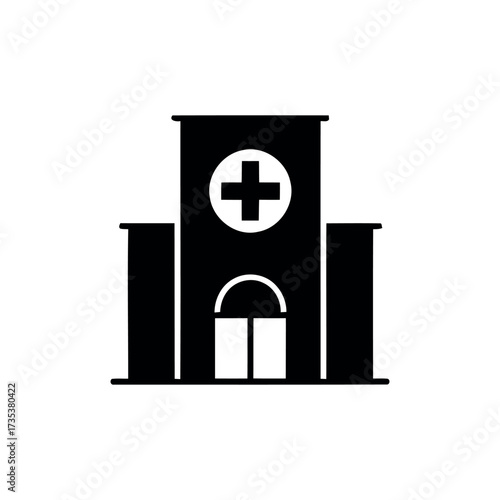 Single Hospital Icon - Minimal Healthcare Building Vector Design