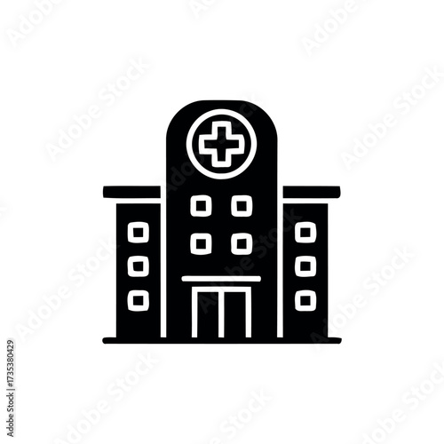 Single Hospital Icon - Minimal Healthcare Building Vector Design