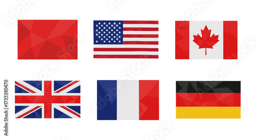 Vector art of collection of national flags including usa, canada, uk, france, germany