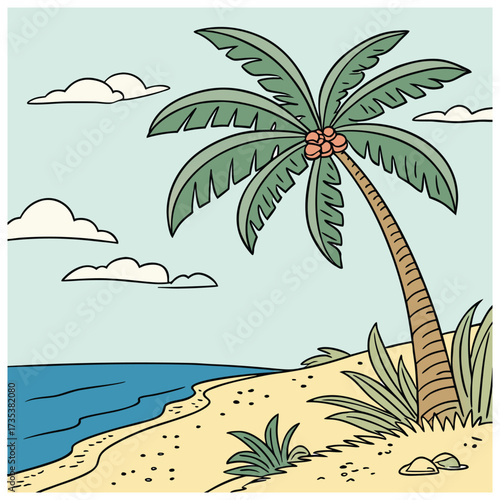 tropical island with palm trees