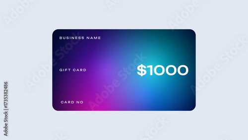 Minimal gift card value of $1000. Shopping gift card in minimal design. 
