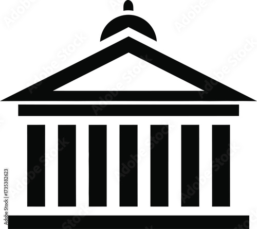 Classic building icon with columns and dome