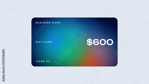 Minimal gift card value of $600. Shopping gift card in minimal design. 