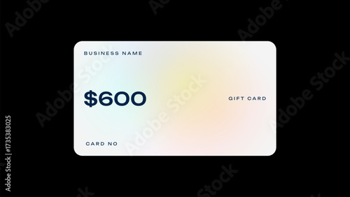 Minimal gift card value of $600. Shopping gift card in minimal design. 