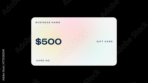 Minimal gift card value of $500. Shopping gift card in minimal design. 