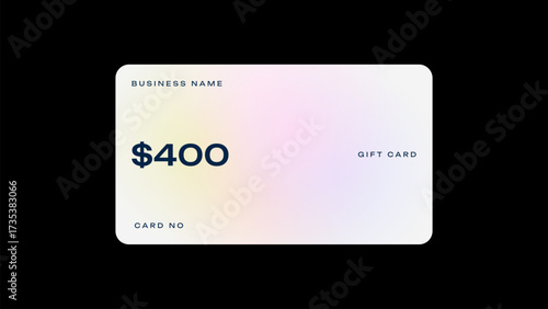 Minimal gift card value of $400. Shopping gift card in minimal design. 