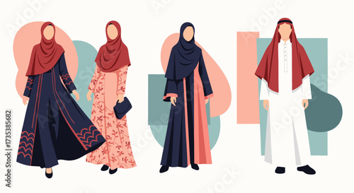 Traditional Middle Eastern Fashion & Attire Illustration