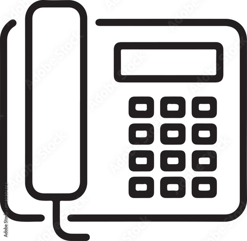 Simple outline icon of a modern office desk telephone with handset and keypad