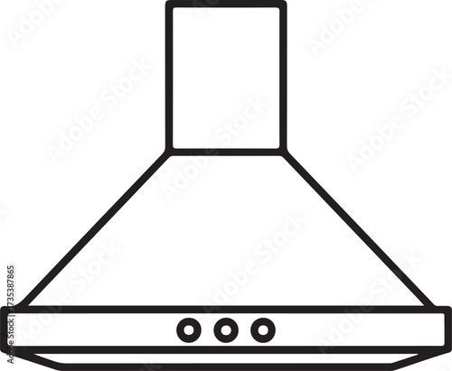 Simple line drawing of a modern kitchen range hood ventilation system