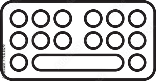 Simple outline icon of a modern computer keyboard with rounded keys