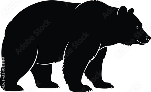 Adobe Illustrator Artwork Bear Silhouette in Side Profile on White Background
