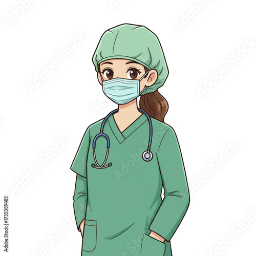 young surgeon with mask