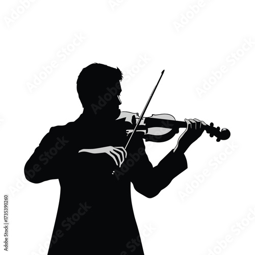 silhouette of a man playing the violin